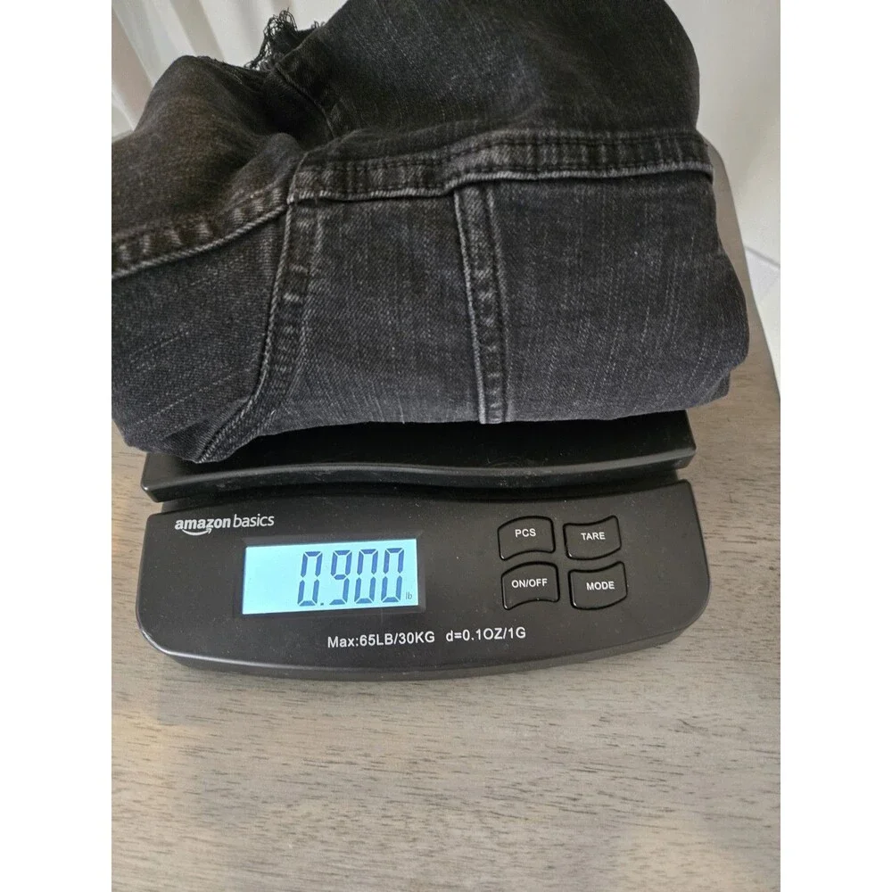 Wonder Nation L 10-12 Cropped Denim Jacket Kids Girls Black Frayed Patch Trucker